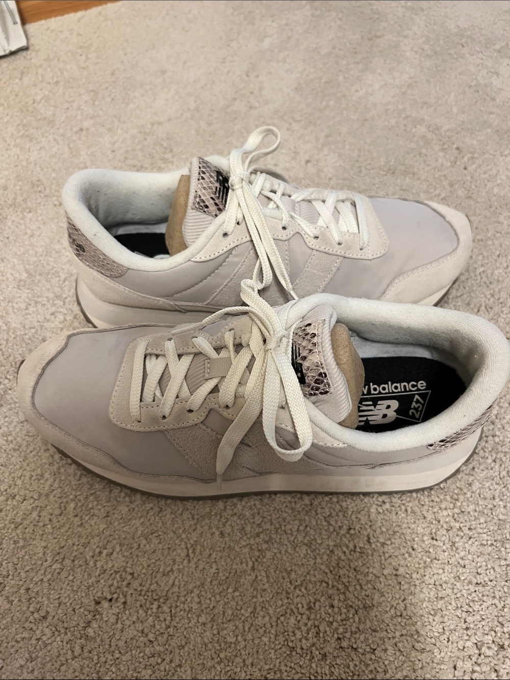 New Balance Beige and White Casual Sneakers